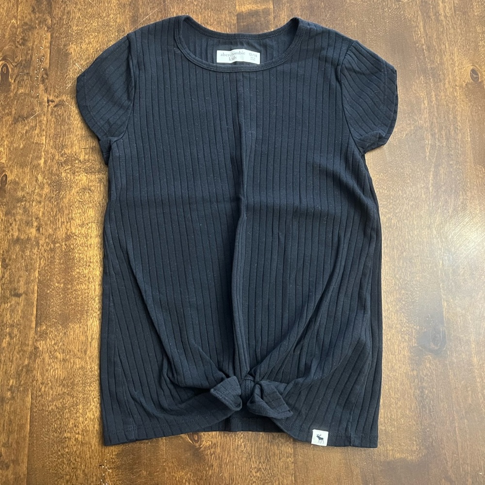 Abercrombie Kids Black Ribbed Tie-Front Tee